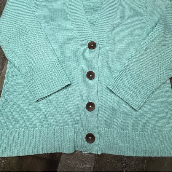 J. Jill Mint Green Cardigan Sweater V-Neck Knit - Picture 2 of 11